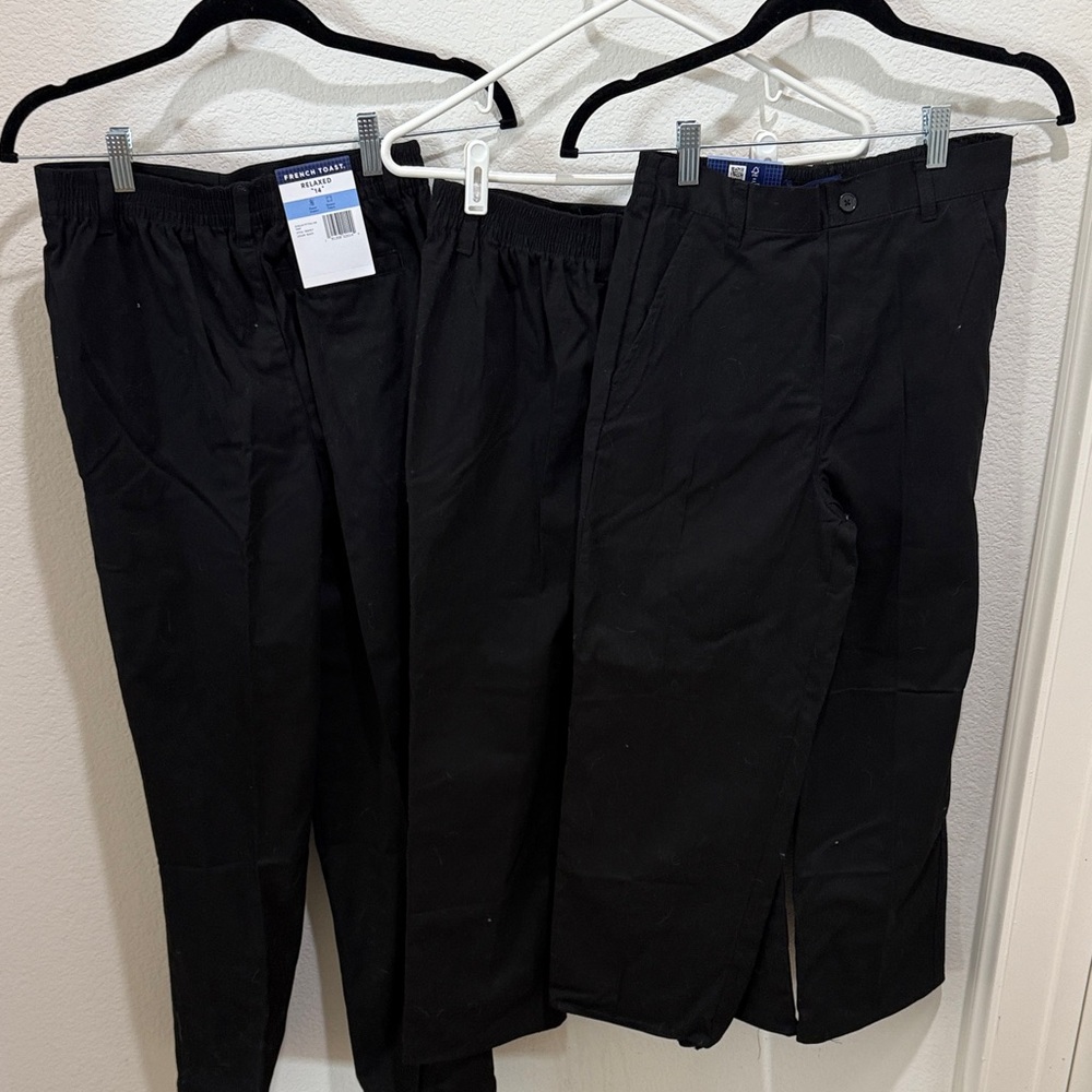 French Toast Men's Classic Black Chinos set of 3. 2 nwt